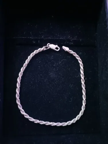 Pulseira corda prata 925