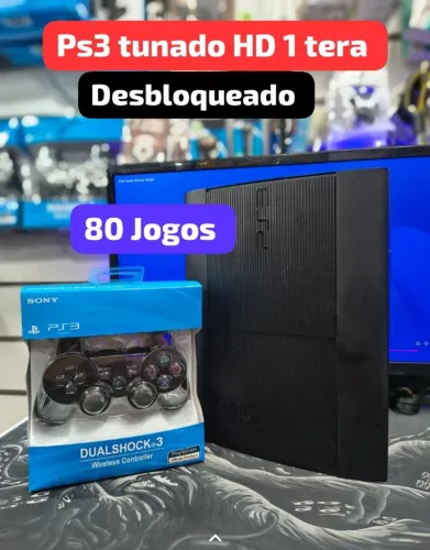 Ps3 tunado 1 tera +80 jogos