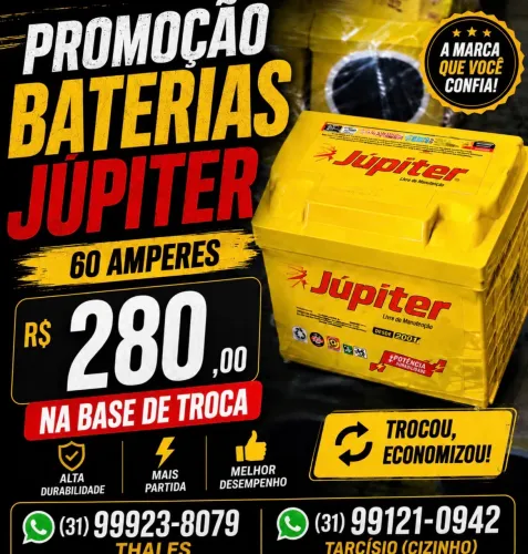 Promoção Bateria JÚPITER 60 Amperes 