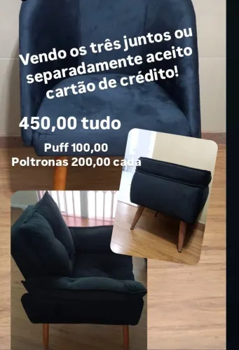 Carrinho de manicure, poltronas e puf
