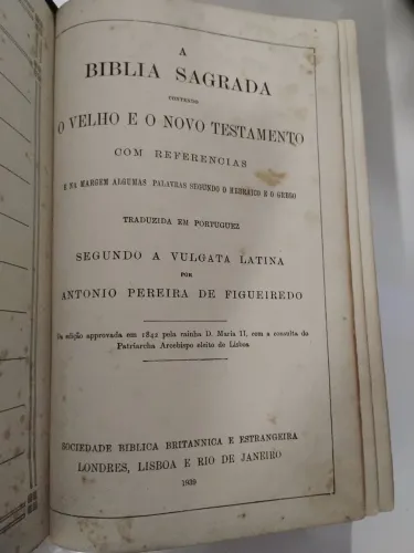 Bíblia Sagrada Antiga 1939 / velho e novo Testamento/ Antônio Pereira de Figueiredo 