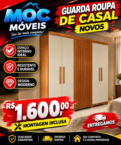 GUARDA ROUPA DE CASAL NOVOS MONTAGEM INCLUSA ENTREGAMOS