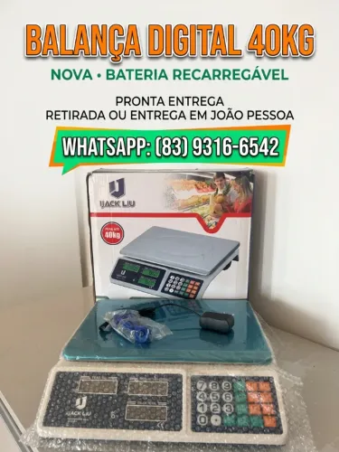 BALANÇA DIGITAL 40KG NOVA BATERIA RECARREGÁVEL