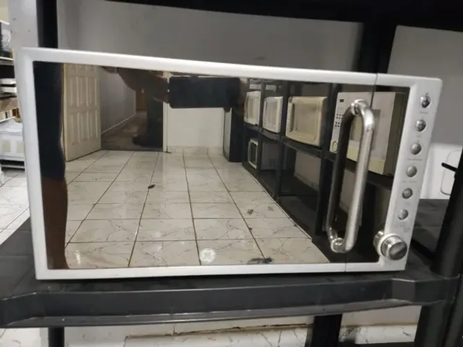 Micro-ondas GE 31 litros inox espelhado função grill aceito cartão