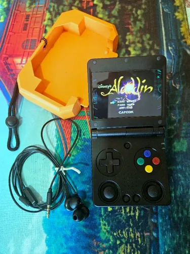Videogame Portatil Console Emulador Anbernic RG34XXSP Cartão 64gb Preto
