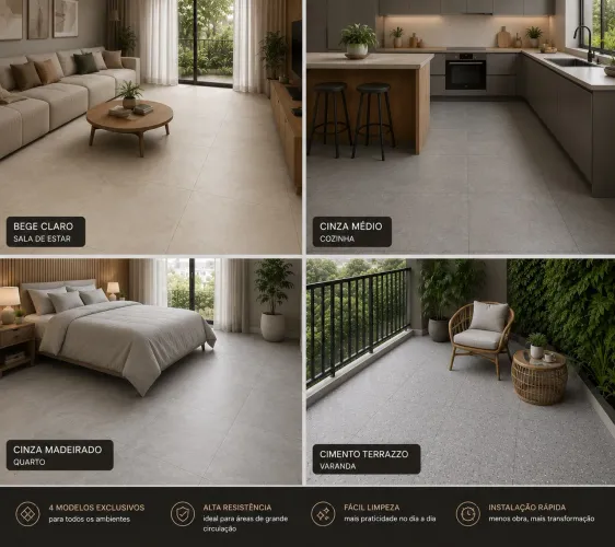 Piso Vinílico em Placa 92x92 cm | Modernidade, Resistência e Instalação Rápida