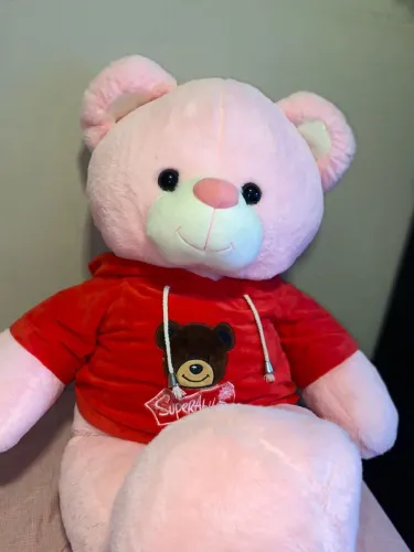 Urso de pelúcia rosa, novo pego em máquina recentemente 
