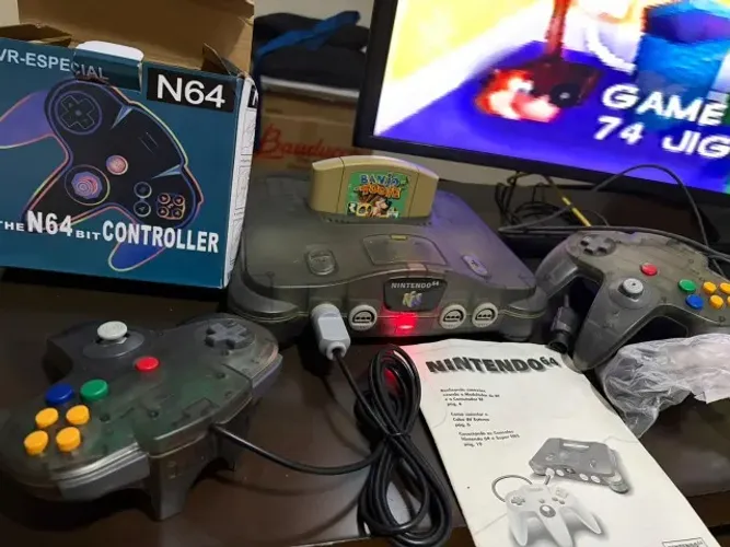 Nintendo 64 Jabuticaba + Jogo Banjo-Tooie + 2 Controles + Adaptador HDMI + Manual