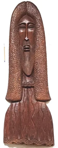 Grande Antiga imagem monobloco Madeira nobre ricamente entalhado Jesus Cristo estilizado