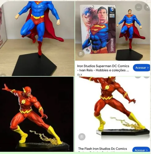 Superman c/ 3 heads + flash deluxe - iron studios - 1/10