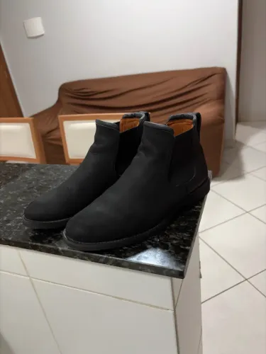 Botina masculina Chelsea Vinci crazy preta fosca 100% couro legítimo 