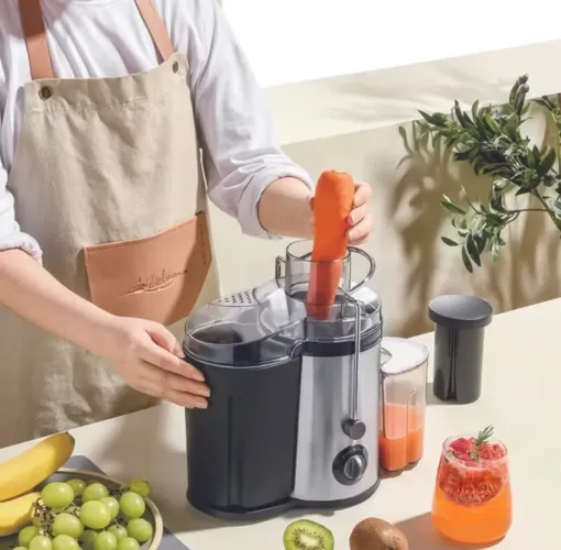 Centrífuga Elétrica Juicer Suco Alimentos/Frutas 800w Inox Cor Preto E Inox