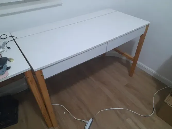 Mesa de Escritório/Home Artesano Office Branca com Passa-Cabos