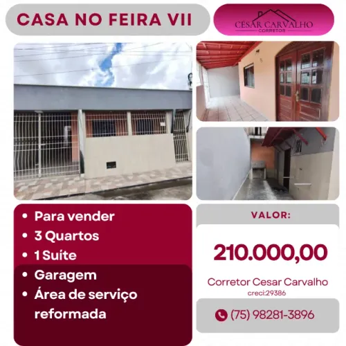 CASA NO FEIRA VII - PARA VENDER