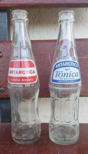 02 garrafas refrigerante antigas água tônica guaraná antarctica antiguidade ñ coca cola