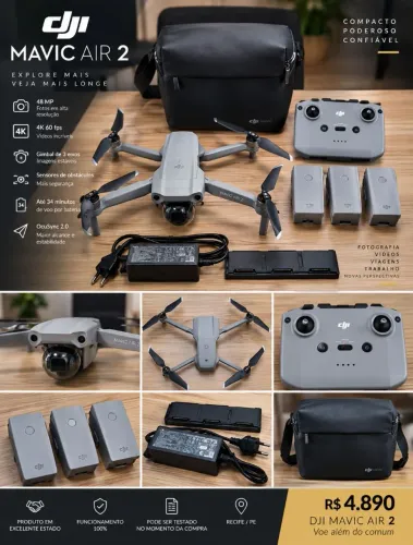 Drone DJI Mavic Air 2 - 3 Baterias + Hub + Carregador + Bolsa DJI