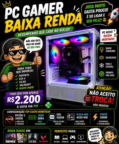 PC Gamer baixa renda