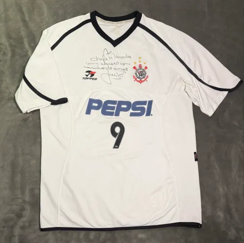 Camisa Corinthians 2001 - De jogo autografada - Luizão