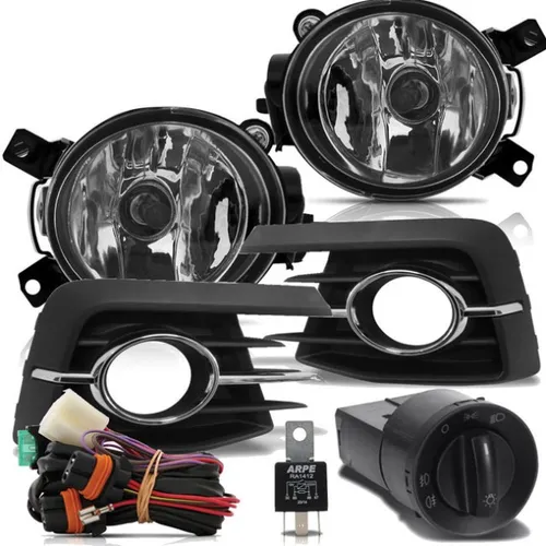 Kit Farol Milha Gol G7 moldura Cromado Botão Original 