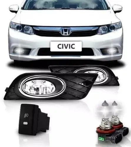 Kit Farol Milha Neblina Aro Cromado Honda Civic 2012 2013