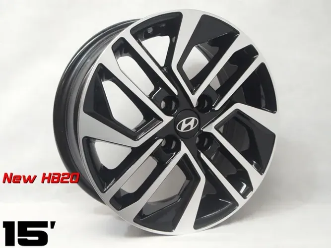 Roda aro 15 Hyundai New Hb20 preta com diamantado 4x100 jogo