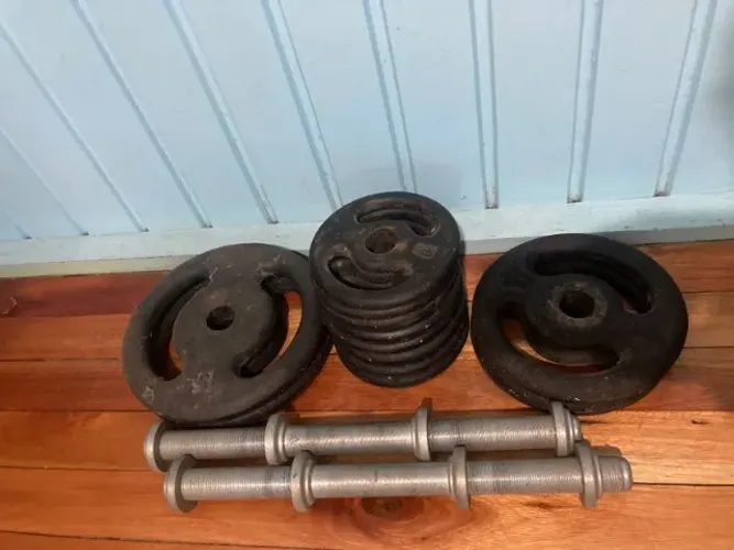 Halteres e pesos para academia musculação
