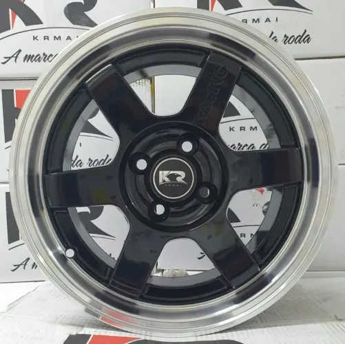 Roda aro 15 Krmai T 37 preta com borda diamantada taluda 4x100 jogo novo