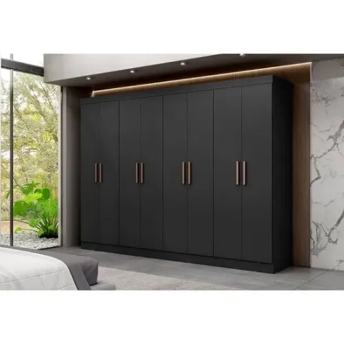 Guarda Roupa Casal 8 Portas 4 Gavetas Preto