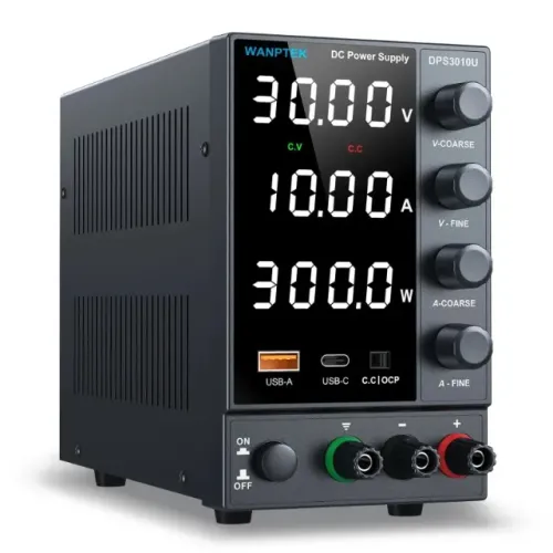 Fonte de bancada ajustável modelo DPS3010U, com 30 volts e 10 amperes
