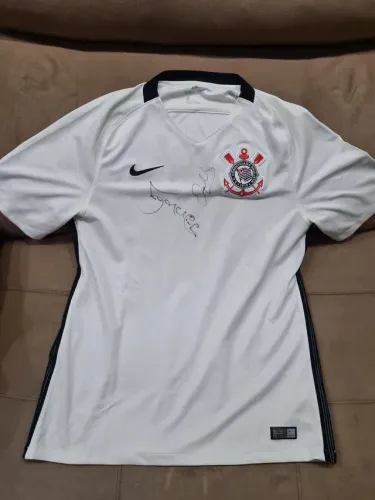 Camisa Branca Corinthians 2016 Original autógrafada Marcelinho Carioca Ronaldo Giovanelli
