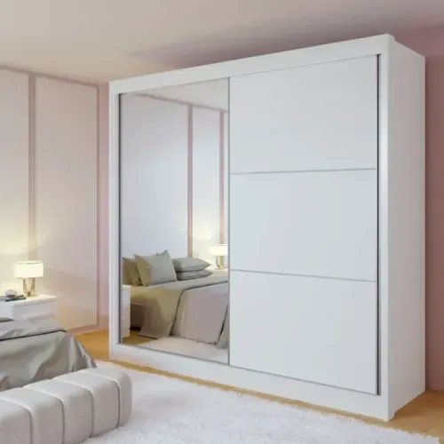 Guarda Roupa Titanium Casal Branco 2 Portas Com Espelho
