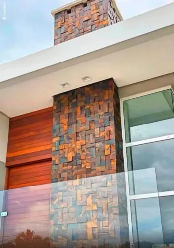Pedra ferro basalto mosaico em tela alto relevo