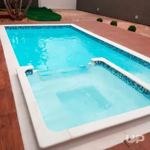 Piscina de fibra - SPAÇO BH - Piscinas e Spas - Modelo NUMAI 6.40 X 3.23 X 1.40 C/ SPA