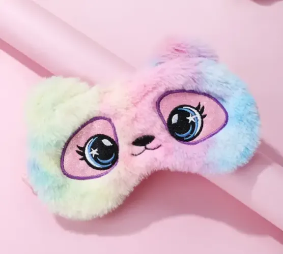 Máscara de Dormir Panda colorido fofo Tapa olho menina ursinho urso pelúcia sono viagem pi
