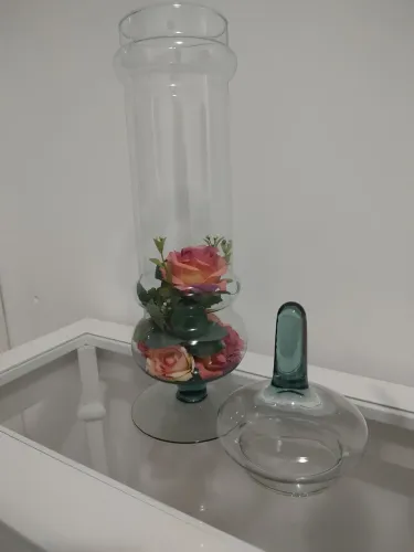 Conjunto de vasos decorativos de vidro