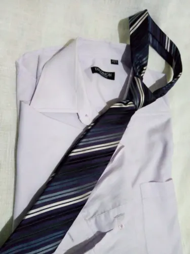 Camisas social masculina lilás + gravata listrada roxa de excelente qualidade 