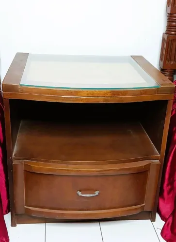 Grande Mesa Apoio/Cabeceira Madeira Gaveta Escaninho tampo palhinha proteção vidro