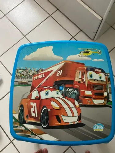 Mesa Infantil de Plástico Azul com Desenho de Carros