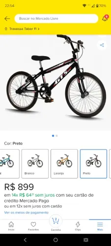 Bicicleta GTS BMX Sprint Aro 20 aceito cartão 