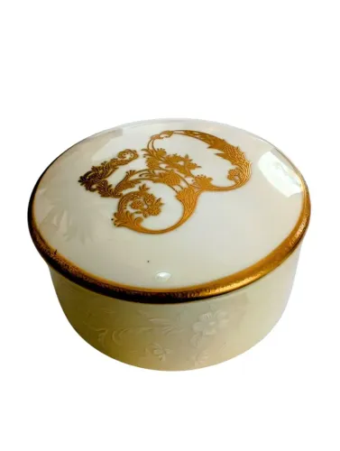 Porta joias japonês mikasa comemorativo 50 anos porcelana com detalhes em ouro