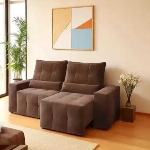 Sofá retratil e reclinavel las vegas luxs marrom