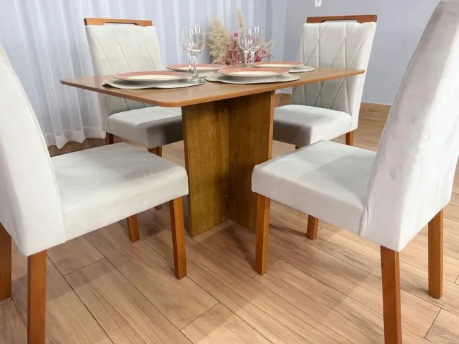 Mesa de Jantar Salinas 1.20×0.80 s/Vidro c/4 Cadeiras- Entrega Rápida
