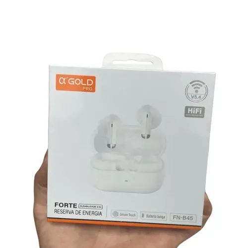 Mini Fone de Ouvido Bluetooth V5.4 com Sensor Touch, Hi-Fi Até 4h de Autonomia, Branco