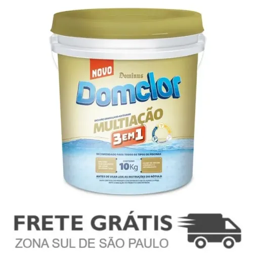 Balde de Cloro 10Kg Para Limpeza de Piscina 3 X 1 Multiação - Domclor