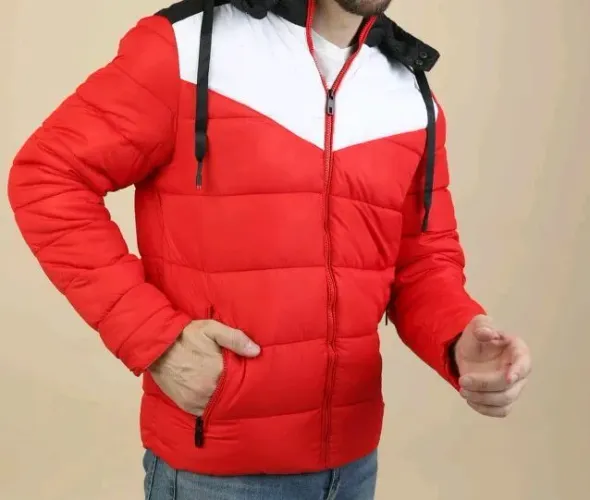 Jaqueta Puffer Vermelha com Detalhes