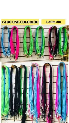 Cabos USB Coloridos - Diversas Cores e Tamanhos
