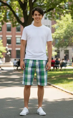 Bermuda xadrez verde e branco masculino - Tam 40