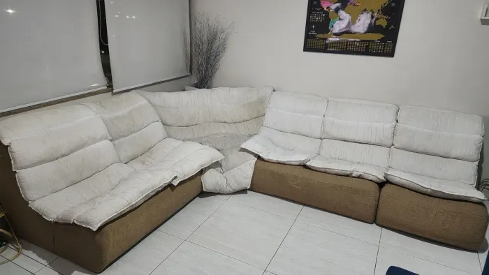 Sofá de canto em L, 6 lugares, Branco