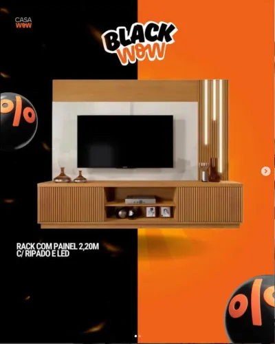 Rack com Painel 2,20 C/ Ripado e Led