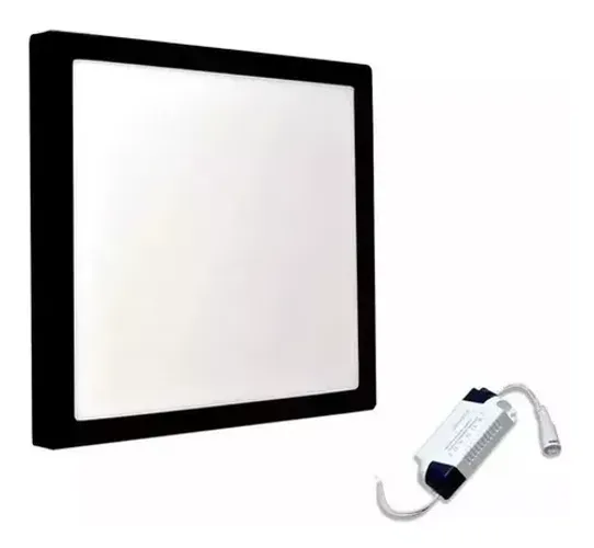 Plafon LED Sobrepor 24W Quadrado Borda Preta | Branco Frio 6500K | Bivolt | R$ 29,00